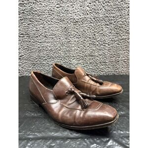 Boss Hugo Boss Tasseled Calfskin Leather Slip-On Loafers Brown Mens Size 8.5 US